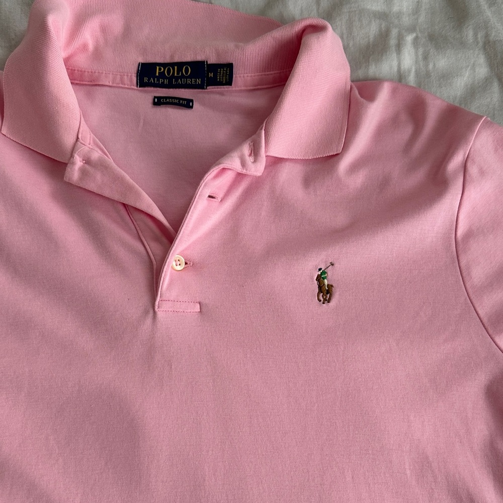 Polo Ralph Lauren Light Pink 100% Cotton Short Sleeve Polo With Embroidered Pony - Picture 4 of 8